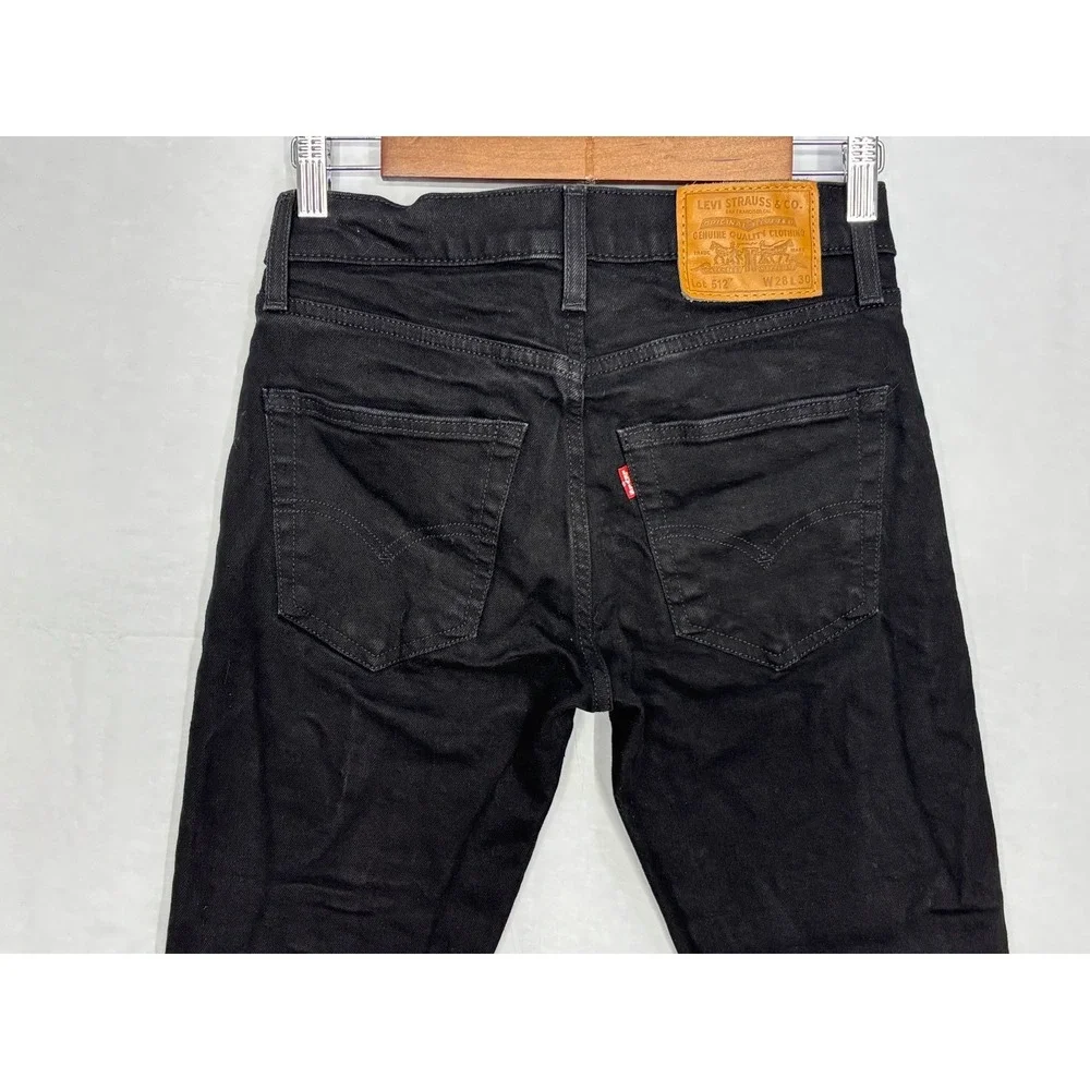 Levi's 512 Slim Fit Straight Leg Jeans Mens Black 5-Pocket Comfort Outdoor 28x30
